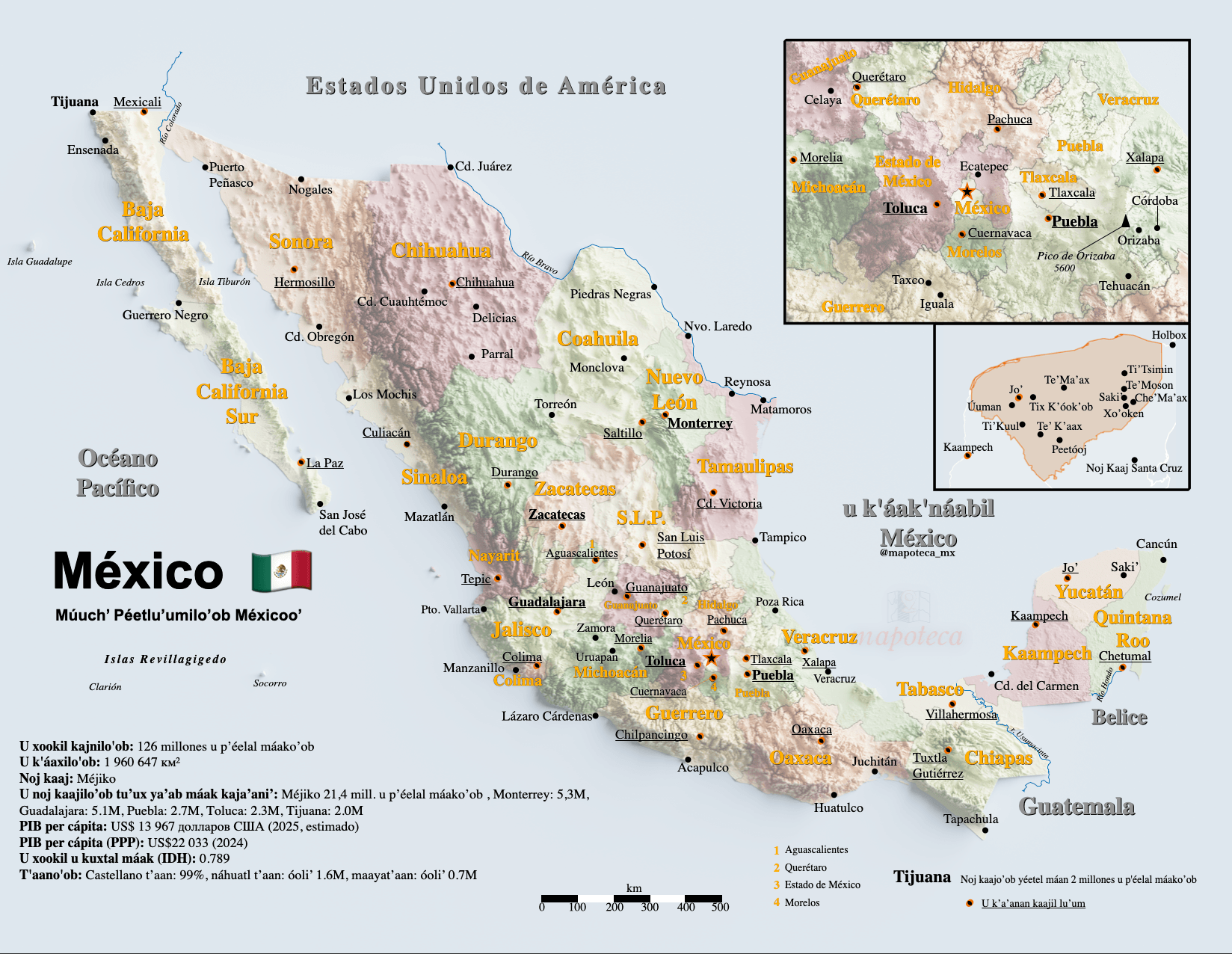 Mapa de México en maya