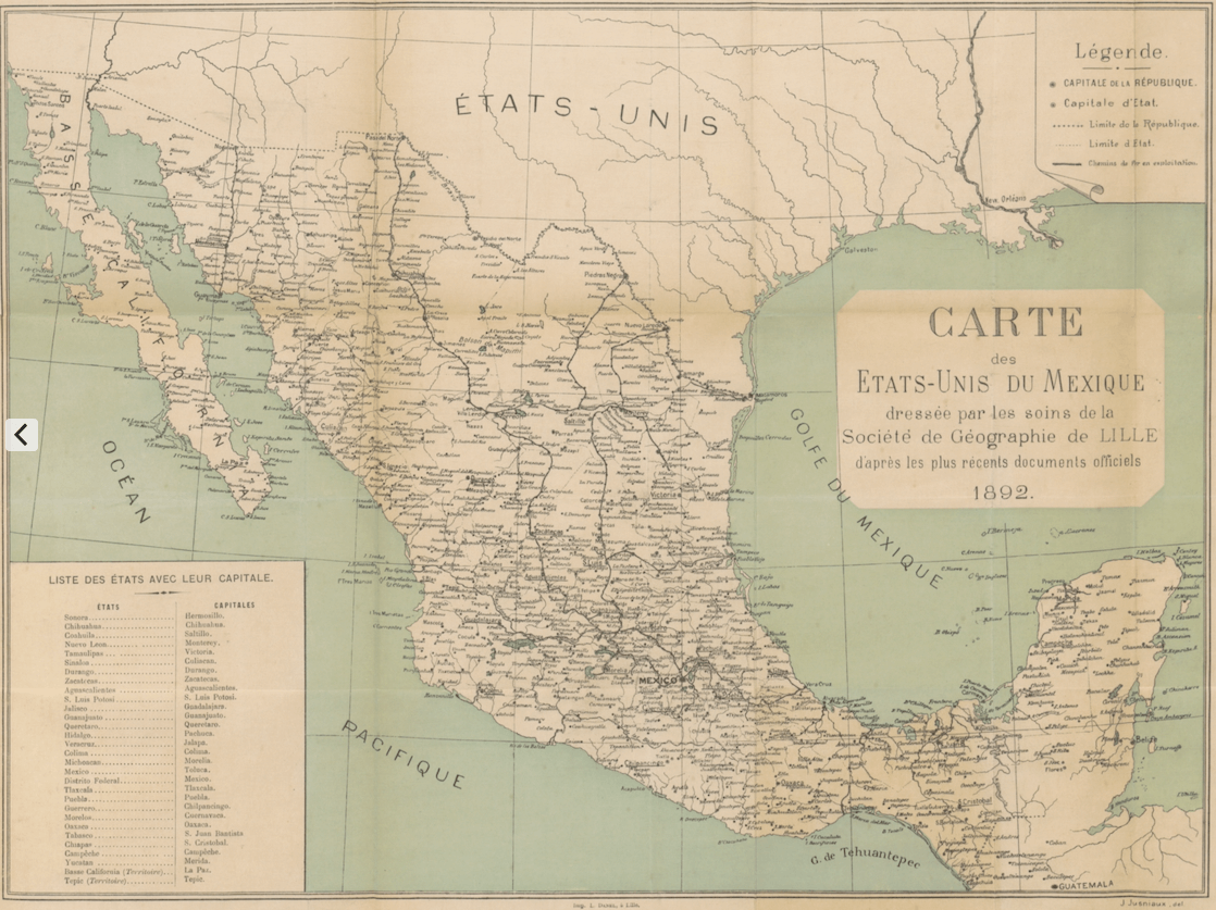 México 1892 (Mapa francés)